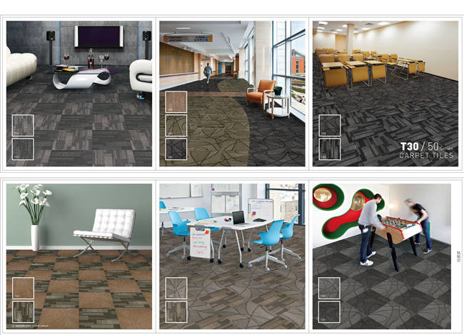 600 G / M2 Pile Weight Modern Carpet Tiles 3 - 4 Mm Pile Height CE , ISO Certified