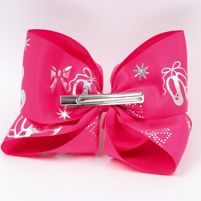 Big Hair Bow Ribbon Rose Red Color 100% Polyester Material 4 Inch Width