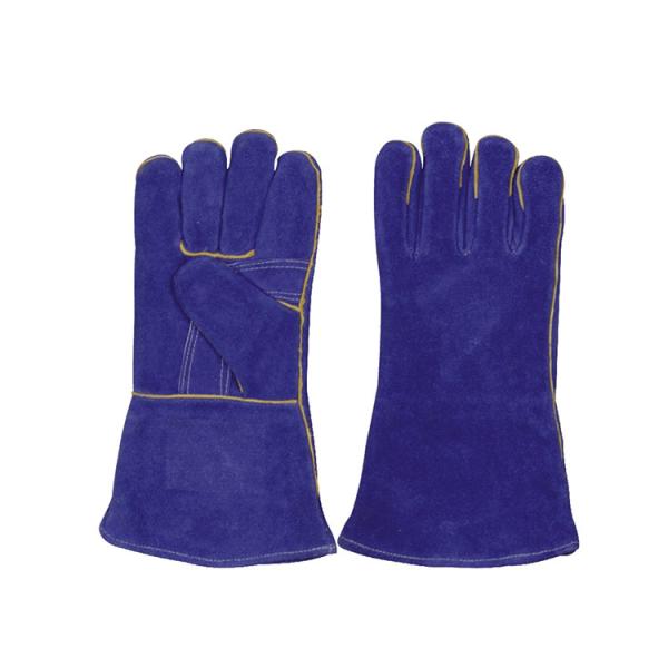 Water Proof LC2011A Heat Resistant Blue Cow Split Leather Working Gloves for