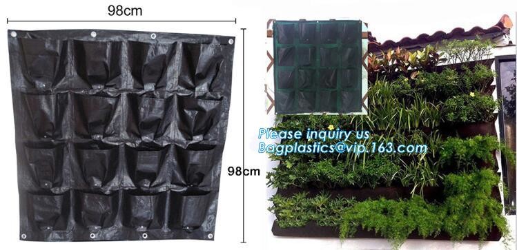 4 Pockets Permeable Non-woven fabric 26x65cmx1mm Vertical Wall Planting Bag for flower vegetable lettuce ferns, bagease
