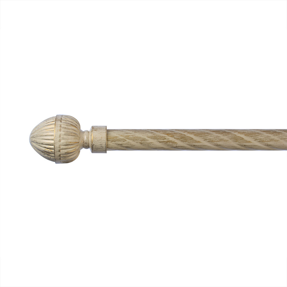 Brownish Yellow Color 19mm Tube Curtain Rods Modern Twisted Curtain Poles