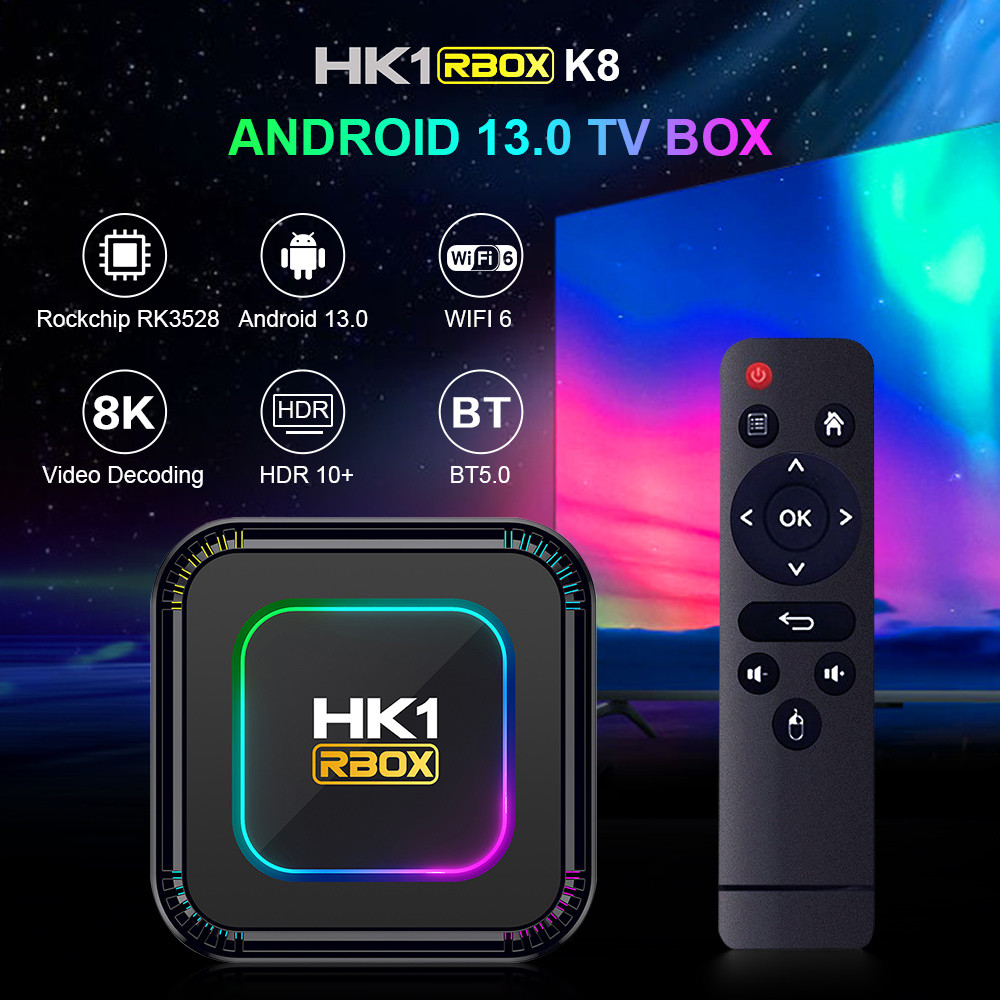 8K WiFi DIY IPTV Box Android 13.0 TV Box With Colorful LED Lights