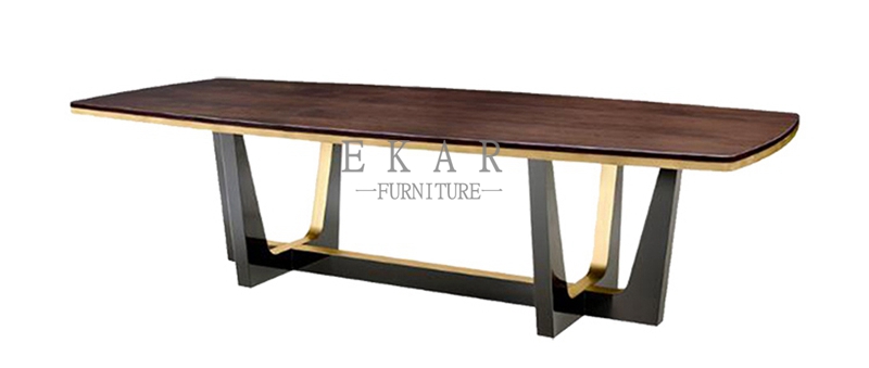 2M Rectangle Wooden and Metal Modern Dining Table