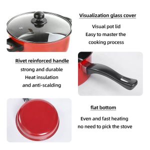 Multifunction Red 4 Pcs Kitchen Cast Iron Cookware Set Non Stick With Bakelite