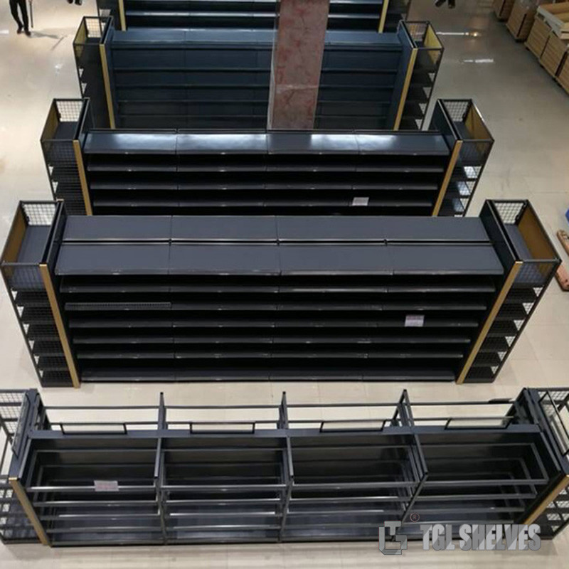 Multi Layers Metal Gondola Shelving , Double Sided Gondola Shelving CE Certification