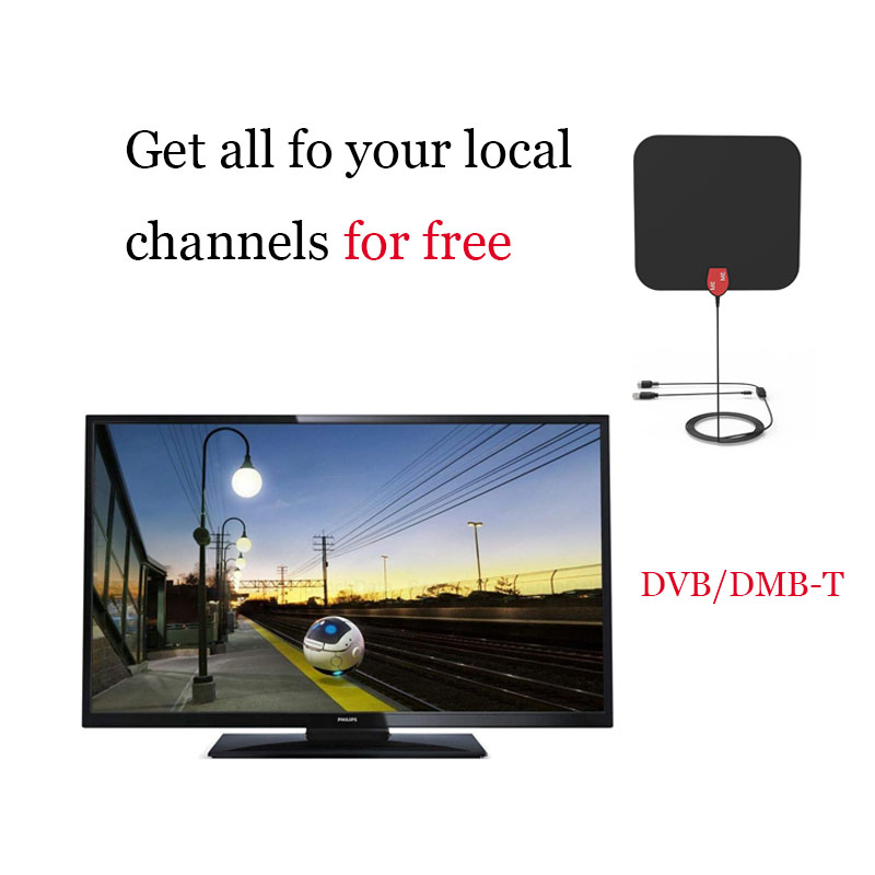 HD UHF Digital TV Antenna with Booster Amplifier and Connect Type F Male/IEC Male