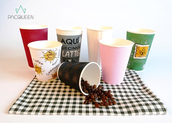 8 oz/12 oz/16 Oz Hot Drink Ripple Paper Cups Double Wall Protection Heat Resistant