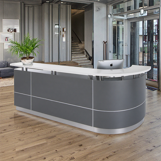 Artificial Stone Countertop, Front Desk Painting Process, Curved Reception Desk,
