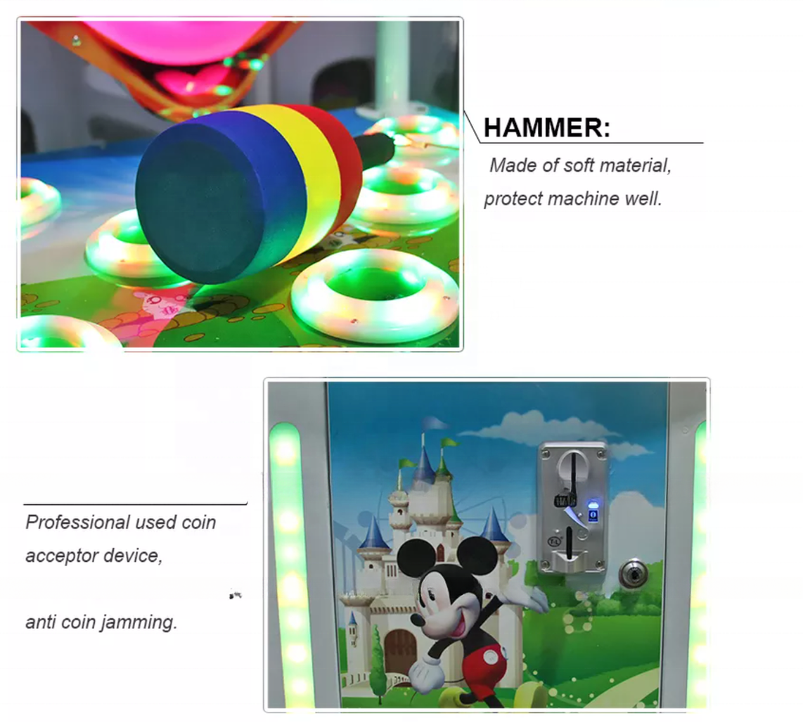 Indoor Amusement Equipment Hammer Beat Hit cute Mouse Rats Game Machines Whack the Mole Lottery Machine