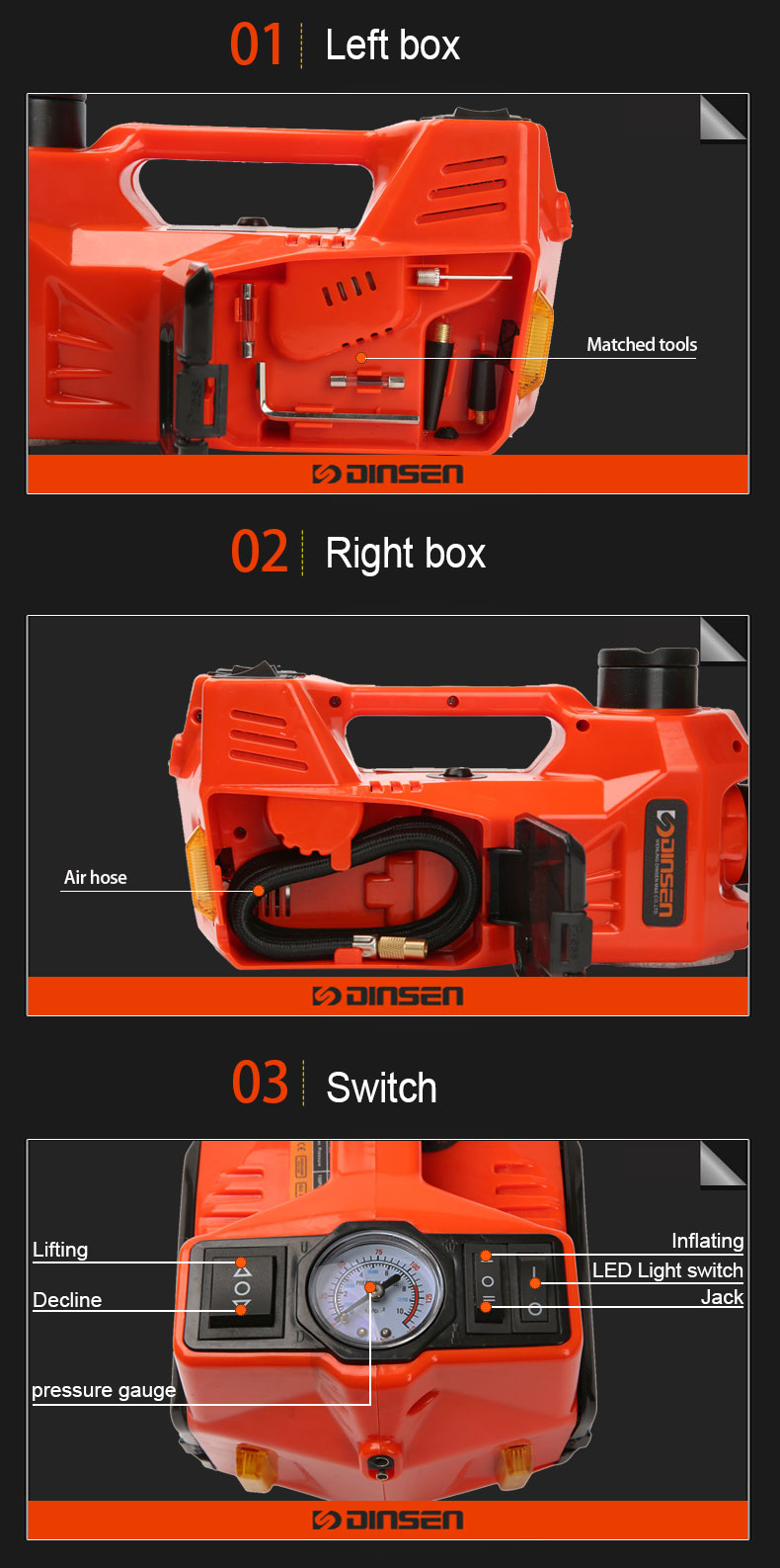 Electric Hydraulic Floor Jack And Tire Inflator Pump , 12V hydraulic car jack