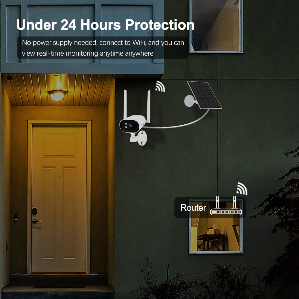 2K 4MP Wireless Solar Outdoor Wi-Fi Rechargeable Battery Security Surveillance Camera Wire Free 2-way Audio Night Vision