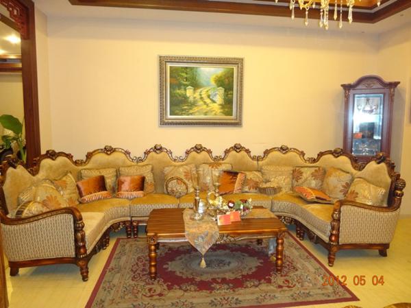 Neoclassical Living Room Velvet Corner Sofas 9 Seater U Shaped Sofa 45kg/Cbm