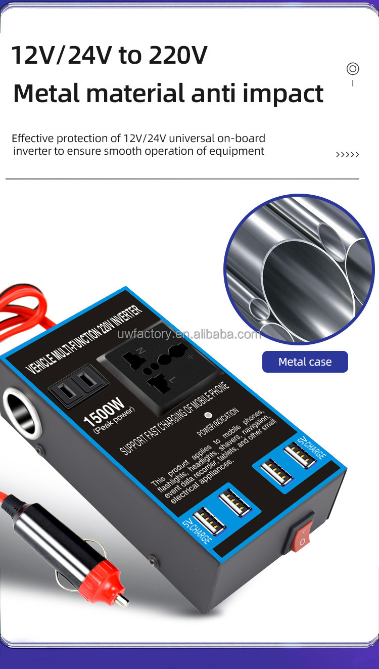 Modified Sine Wave Output 150W-200W Hybrid Grid Inverter DC 12V to AC 110V Inverter with Dual USB Ports and Type C