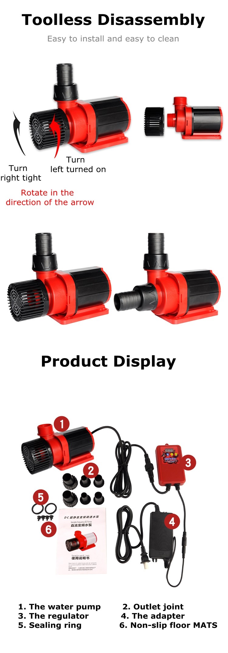 FREESEA XDC-8500 DC Power 60W Water Fountain Pond Pump