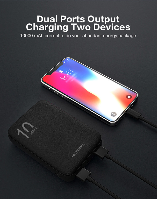 Dual Output Polymer Battery 10000mAh 185g Phone Power Bank