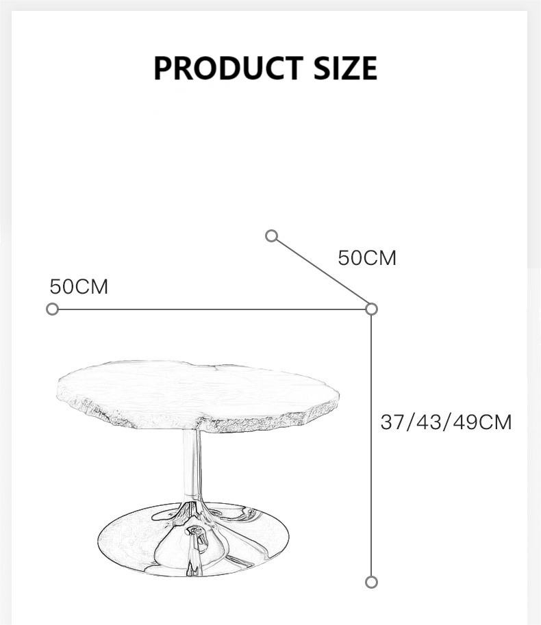 SUS 304 Irregular Shaped Snowstone Coffee Table Set High End Metal Mirror Base