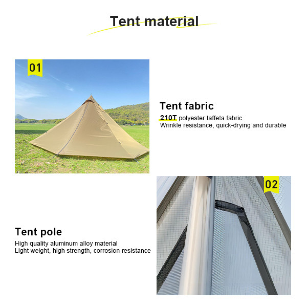Classic Design Lightweight Pyramid Tent Wind Resistance Outdoor Camping Tent 210T Fabric