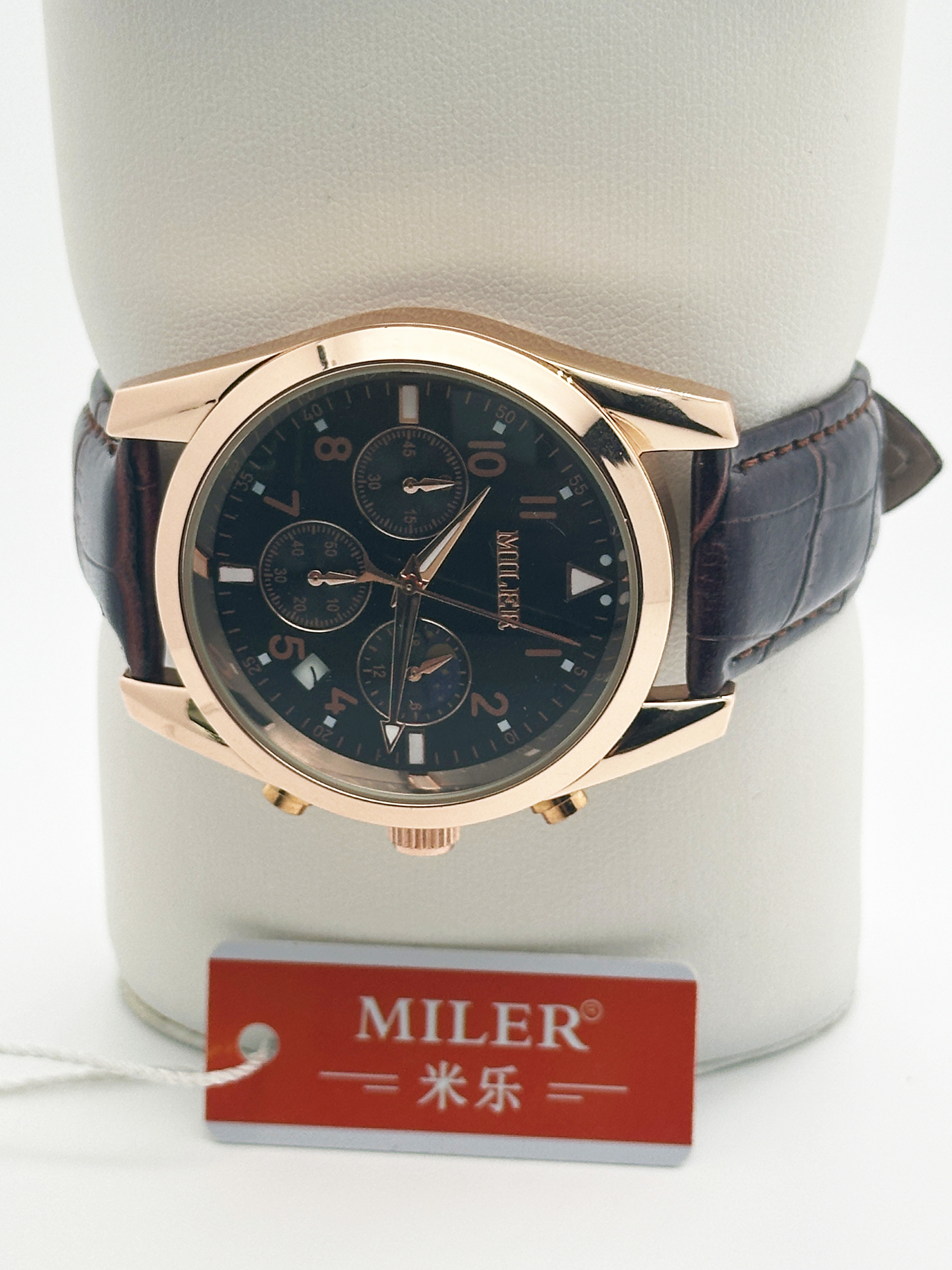 Mens Business Style Quartz Wristwatch with Leather Band