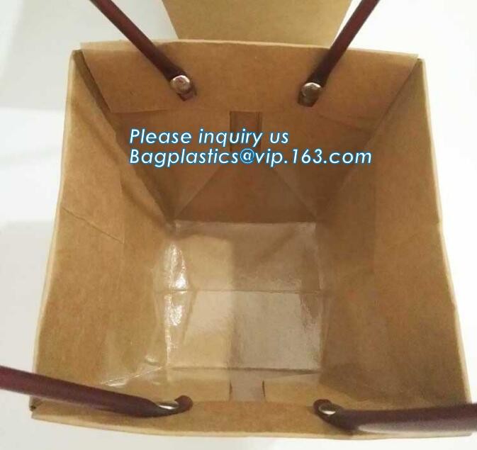 Customized Red Printed Kraft Paper Shopping Bag with Ribbon Handles and Bowknot,Kraft Paper Shopping Bag with Kinds off