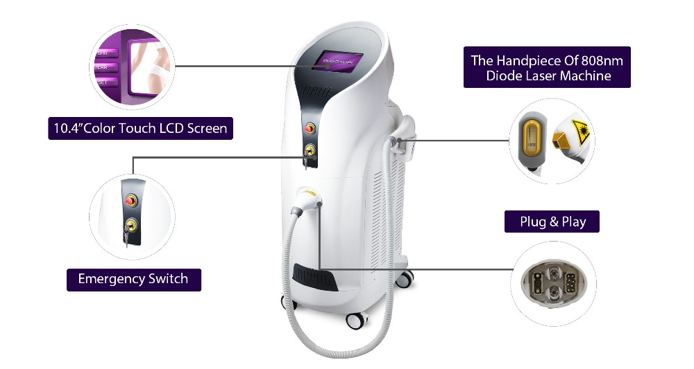 Three Wavelengths Diode Laser Hair Removal Machine 1 - 10Hz Frequency