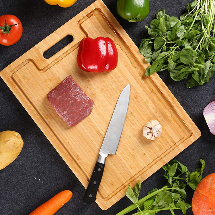 43.7x32x1.5cm Bamboo Large Panel Cutting Board with Juice Slot Simple and Sustainable