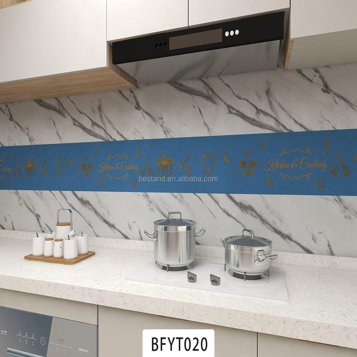 Waterproof Peel and Stick Wall Tile Stickers for Kitchen Backsplash Decor Geometric Pattern Heat Insulation