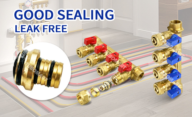 Brass Pex Distribution Manifold 1/2 Inch Under Floor Heating Manifold