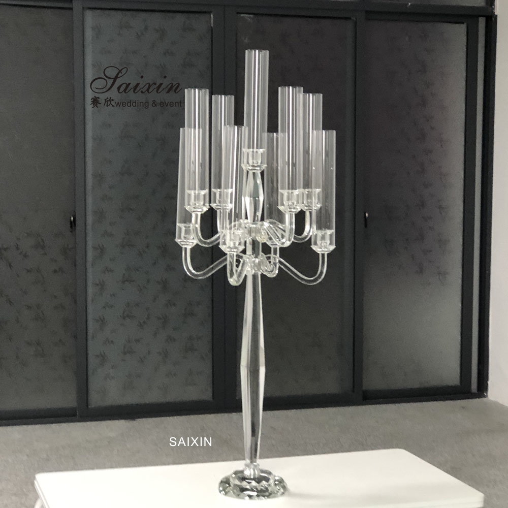 9 Candle Crystal Glass Candelabra Centerpieces Table Decoration 120cm