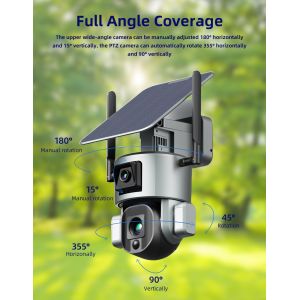 WiFi 4K Solar Floodlight Camera 10X Optical Zoom Dual Lens Linkage