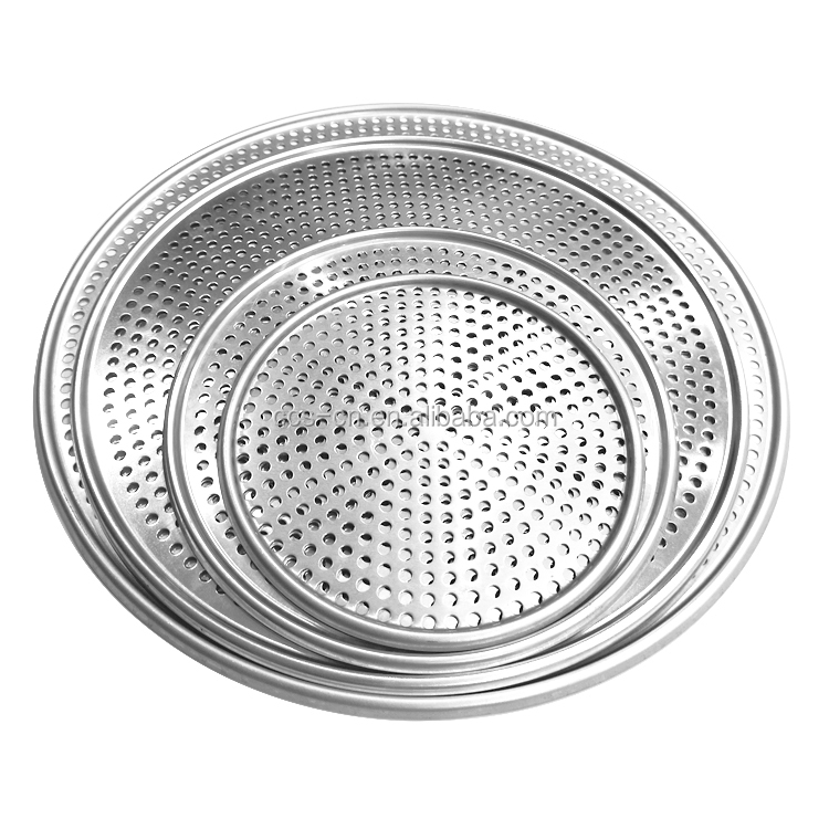 13 inch perforated round aluminum pizza pan punched pizza tray with holes baking tray