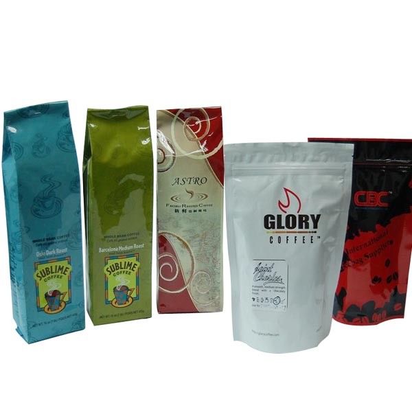 Custom Design Foil Coffee Bag With One Way Degassing Valve , Green / Black