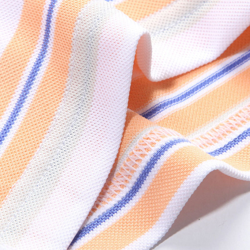 87% Polyester Golf Yellow And White Striped T Shirt Business Casual Collared Shirt
