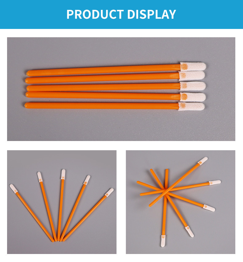 70mm PP Stick Flat Tip Swabs Double Knitted Cleanroom Microfiber swabs