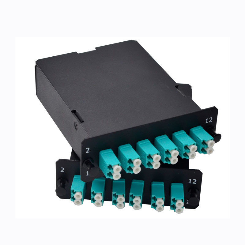 Multimode FHD MPO Cassette Module MPO-12 to 6x LC Duplex, Type A, 12 Fibers OM3