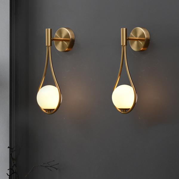 Mdern Glass ball wall scones bedside Bedroom Brass Gold Color Minimalist wall