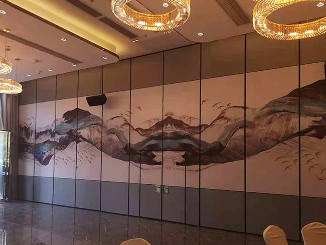 80mm Full Wall Room Dividers Sliding Folding Partition With Pattern