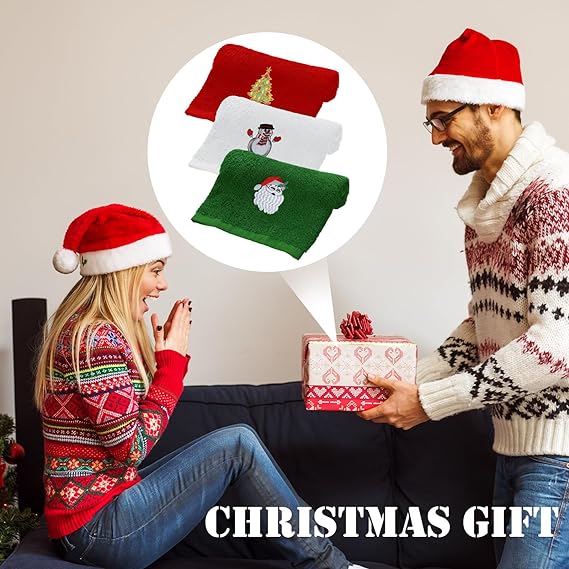 2023 Christmas Towel Gift Set Hypoallergenic Cotton Towels in Gift Box with Embroidery