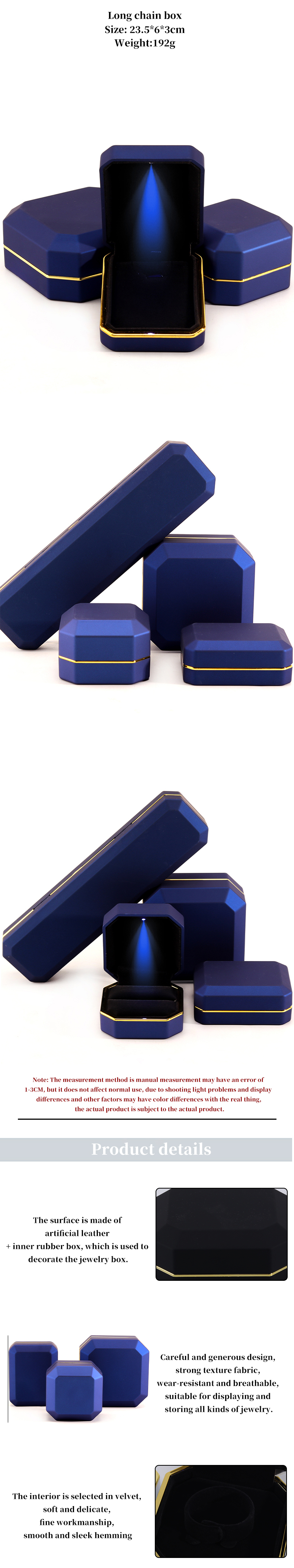 Customizable Exquisite Matte Jewelry Packaging Box Soft Velvet Interior with LED Light