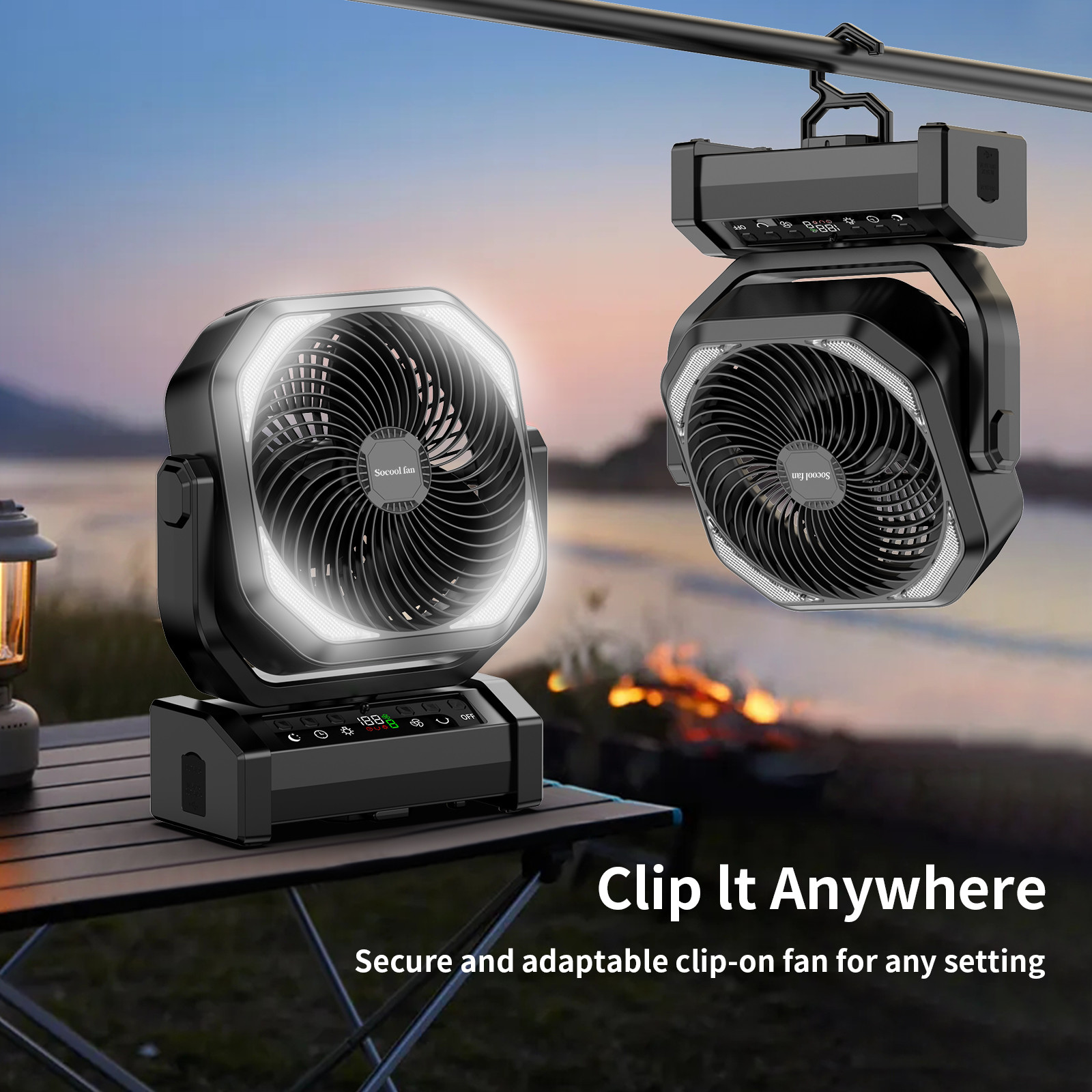 Socool Fan 20000mAh Suspension Desk Fan Remote Controlled with LED Light Rechargeable