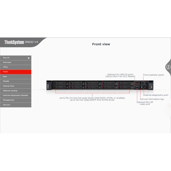Lenovo ThinkSystem SR630 V4 1U Server with 4th Gen Xeon Scalable