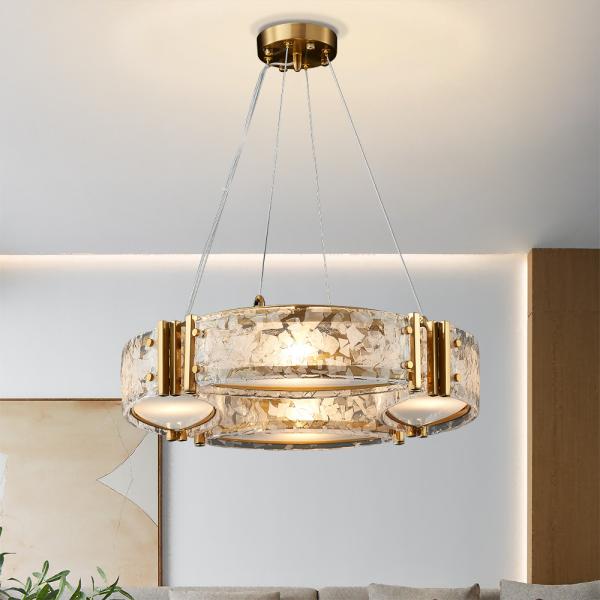Modern living room home decor kitchen round glass hanging lamp nordic chandelier