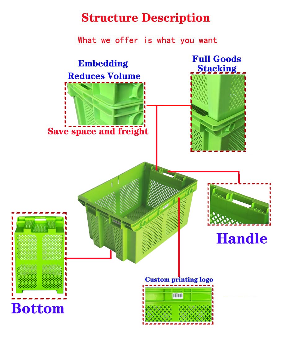 Egg Collapsible Plastic Crates Shipping Stacking Nesting Agricultural Supermarkets