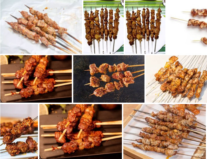 OEM Automatic Meat Skewer Machine 1.5KW SS Beef Chicken Kebab Making Machine