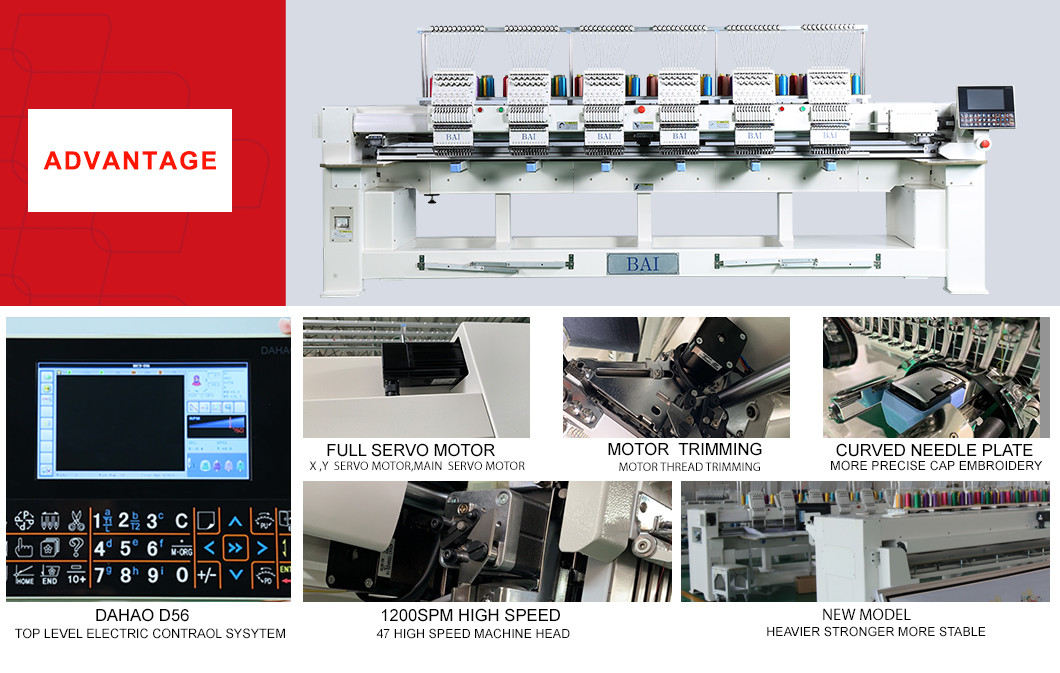 15 Needle High Speed Embroidery Machine 6 Head 1000rpm