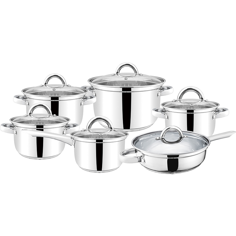 12pcs Non-stick 201 Stainless Steel Cookware Set Nonstick Cooking Pot Colorful