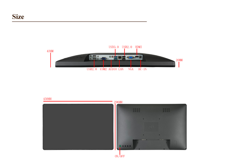Dark Gray 19inch Point of Sale Touch All in One POS Terminal POS Systems with Performance
