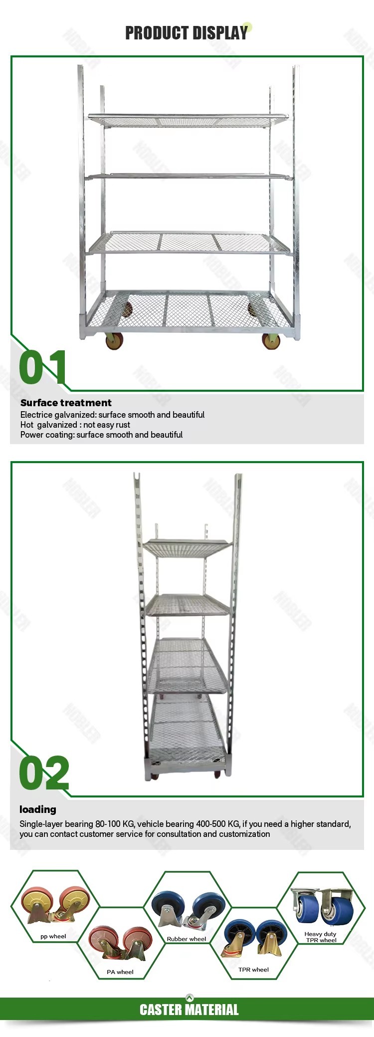 Strong Load Capacity Metal Mesh danish trolley Easy Assemble Waterproof