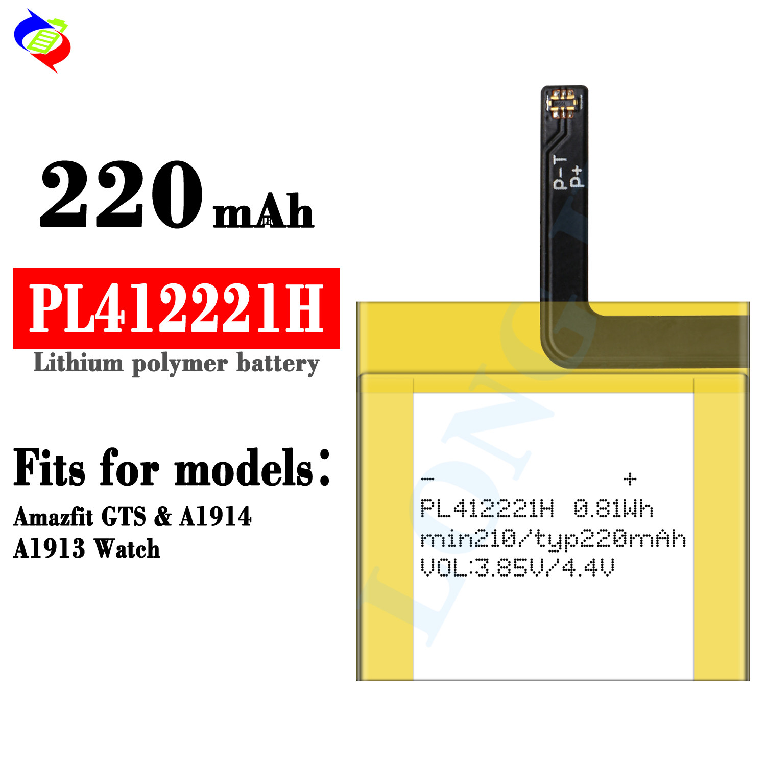 3.85V 220mAh lithium polymer battery PL412221H for huawei Smart Watch HUAWEI GTS A1914 A1913 Watch battery supplier