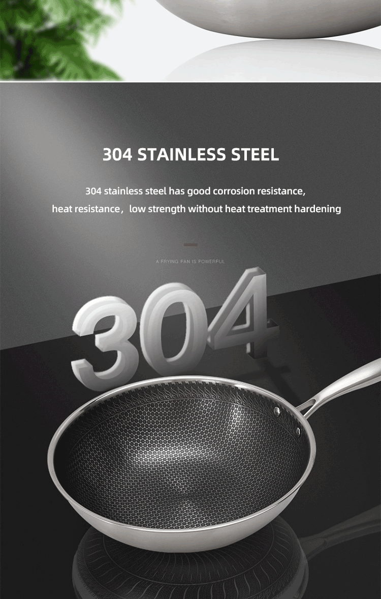 Factory Wholesale PFOA Free Non Stick Works 18/8 Stainless Steel Wok Pan with Glass Cover