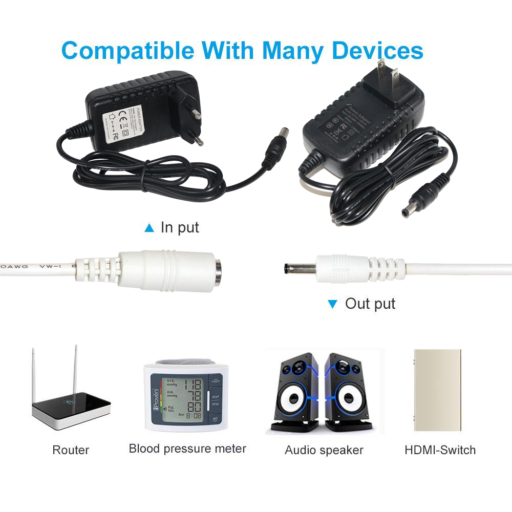 Customizable Male To Female DC Power Cable With Jack Socket Connector